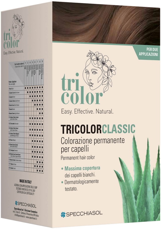 TRICOLOR CLASSIC 5 CASTANO CAFFE' 2 TUBI 50 ML + 2 SHAKER 50 ML + 4 BUSTINE 8 ML - Farmacia di Regoledo Srl