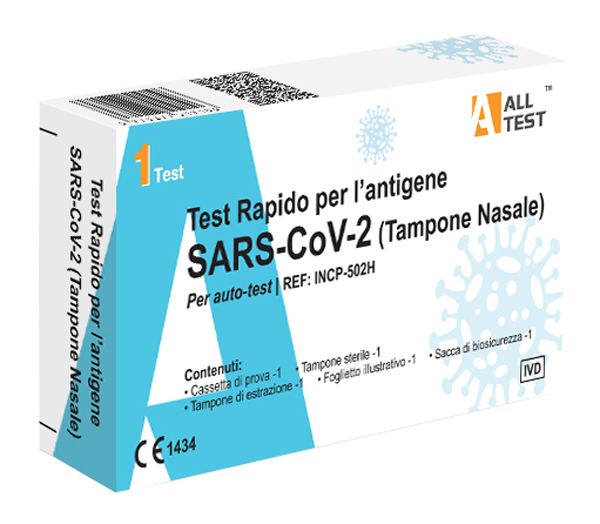 TEST ANTIGENICO RAPIDO COVID-19 ALLTEST AUTODIAGNOSTICO DETERMINAZIONE QUALITATIVA ANTIGENI SARS-COV-2 IN TAMPONI NASALI MEDIANTE IMMUNOCROMATOGRAFIA - Farmacia di Regoledo Srl