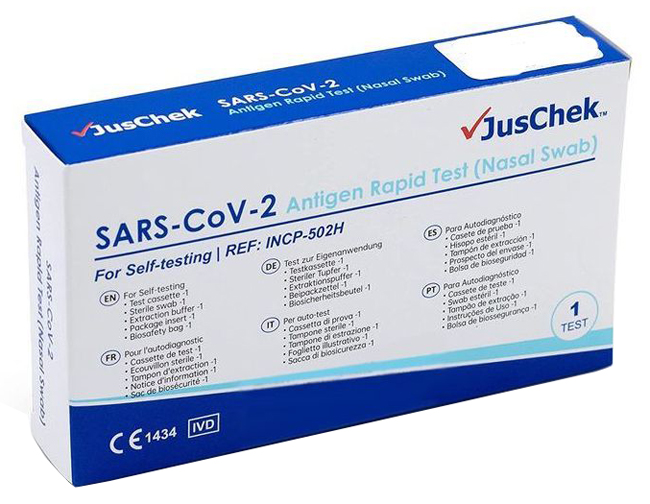 TEST ANTIGENICO RAPIDO COVID-19 JUSCHEK AUTODIAGNOSTICO DETERMINAZIONE QUALITATIVA ANTIGENI SARS-COV-2 IN TAMPONI NASALI MEDIANTE IMMUNOCROMATOGRAFIA - Farmacia di Regoledo Srl