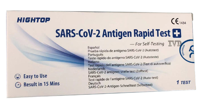 TEST ANTIGENICO RAPIDO COVID-19 HIGHTOP AUTODIAGNOSTICO DETERMINAZIONE QUALITATIVA ANTIGENI SARS-COV-2 IN TAMPONI NASALI MEDIANTE IMMUNOCROMATOGRAFIA - Farmacia di Regoledo Srl