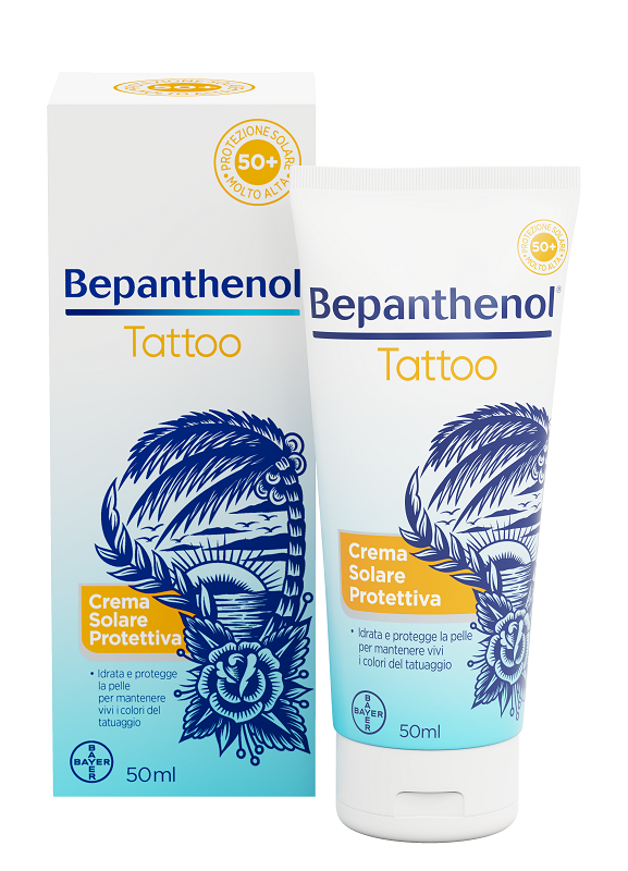BEPANTHENOL TATTOO CREMA SOLARE PROTETTIVA SPF50+ 50 ML - Farmacia di Regoledo Srl