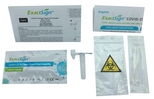 TEST ANTIGENICO RAPIDO COVID-19 EXACTSIGN AUTODIAGNOSTICO DETERMINAZIONE QUALITATIVA ANTIGENI SARS-COV-2 IN TAMPONI NASALI MEDIANTE IMMUNOCROMATOGRAFIA - Farmacia di Regoledo Srl
