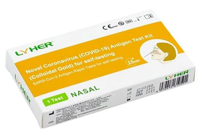 TEST ANTIGENICO RAPIDO COVID-19 LYHER AUTODIAGNOSTICO DETERMINAZIONE QUALITATIVA ANTIGENI SARS-COV-2 IN TAMPONI NASALI MEDIANTE IMMUNOCROMATOGRAFIA - Farmacia di Regoledo Srl