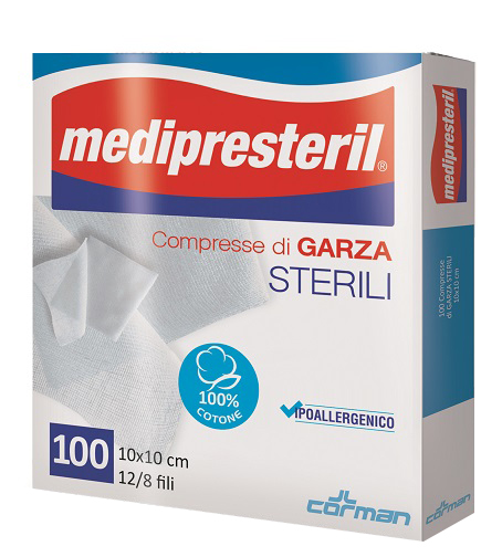GARZA COMPRESSA MEDIPRESTERIL 12/8 FU 10X10CM 100 PEZZI - Farmacia di Regoledo Srl