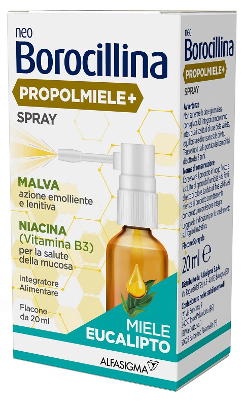 NEOBOROCILLINA PROPOLMIELE+ SPRAY MIELE EUCALIPTO 20 ML - Farmacia di Regoledo Srl