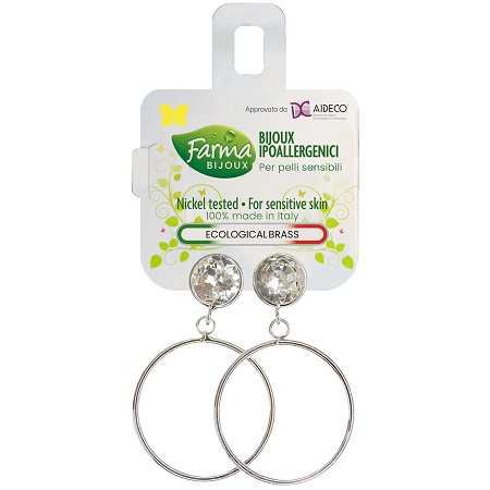 ORECCHINO CERCHIO PENDENTE CON CRISTALLO BIANCO - Farmacia di Regoledo Srl