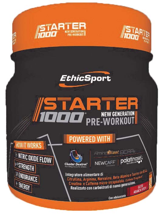 STARTER 1000 NEW GENERATION PRE WORKOUT GUSTO ARANCIA ROSSA 400 G - Farmacia di Regoledo Srl