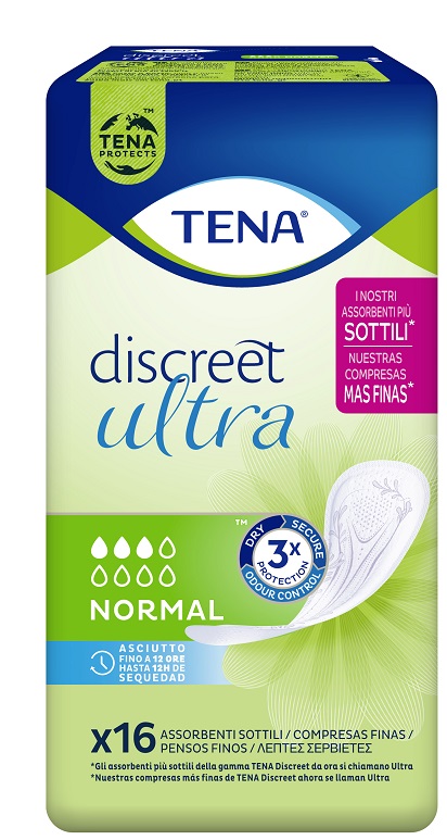 PANNOLONE SAGOMATO TENA DISCREET ULTRA NORMAL 16 PEZZI - Farmacia di Regoledo Srl